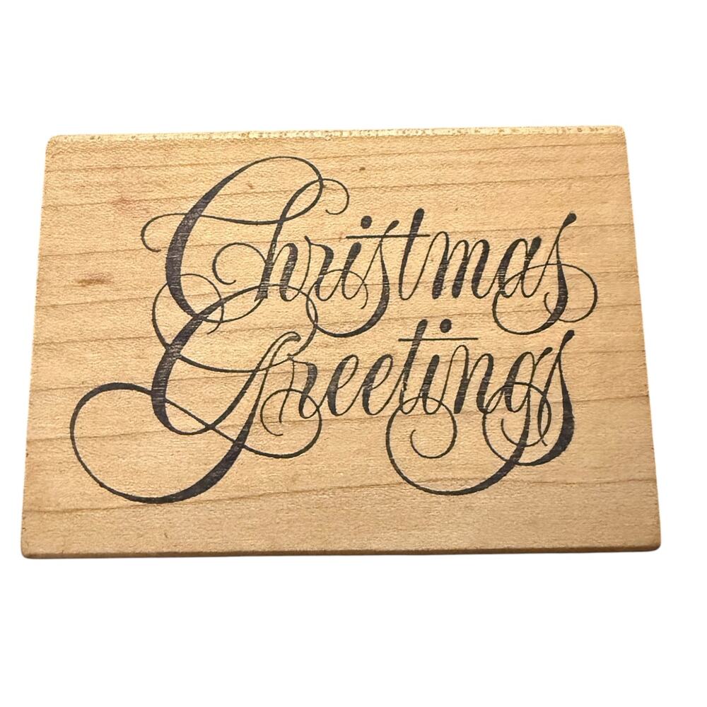 Christmas Greetings Crafting Cardmaking Holiday Unbranded Rubber Stamp